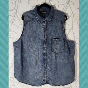 Love & Legend Acid Wash Tencel Sleeveless Tunic Shirt